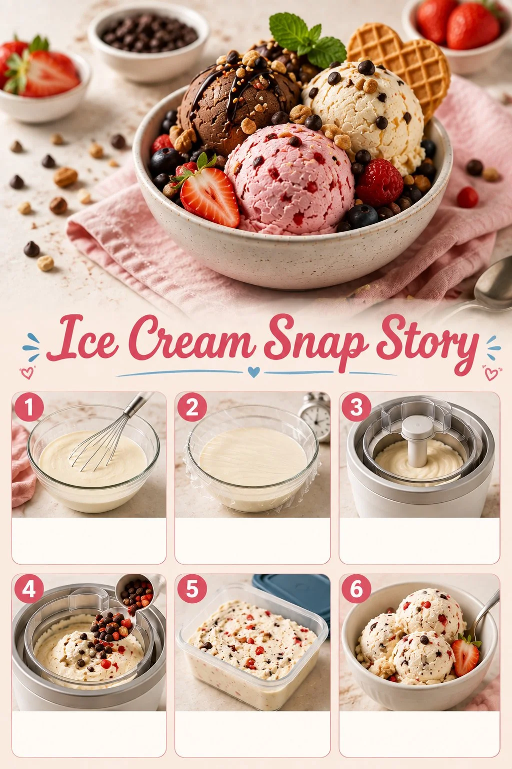 A colorful array of ice cream cones and scoops in a delightful display