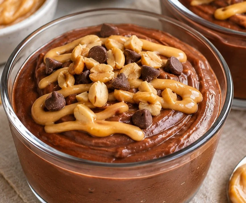 Delicious low calorie chocolate peanut butter desserts on a plate