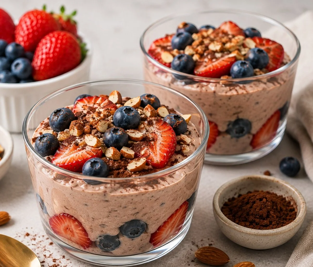 Delicious low calorie high protein desserts on a plate, tempting and healthy.
