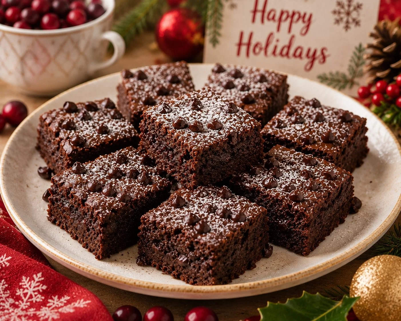 A selection of low calorie holiday desserts on a festive table.