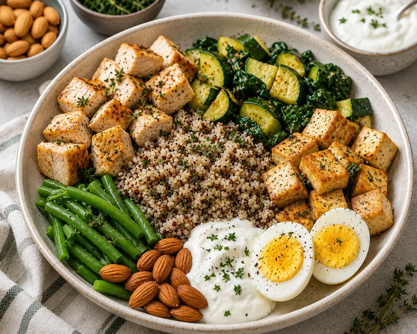 Plate of low FODMAP high protein recipes for a healthy diet