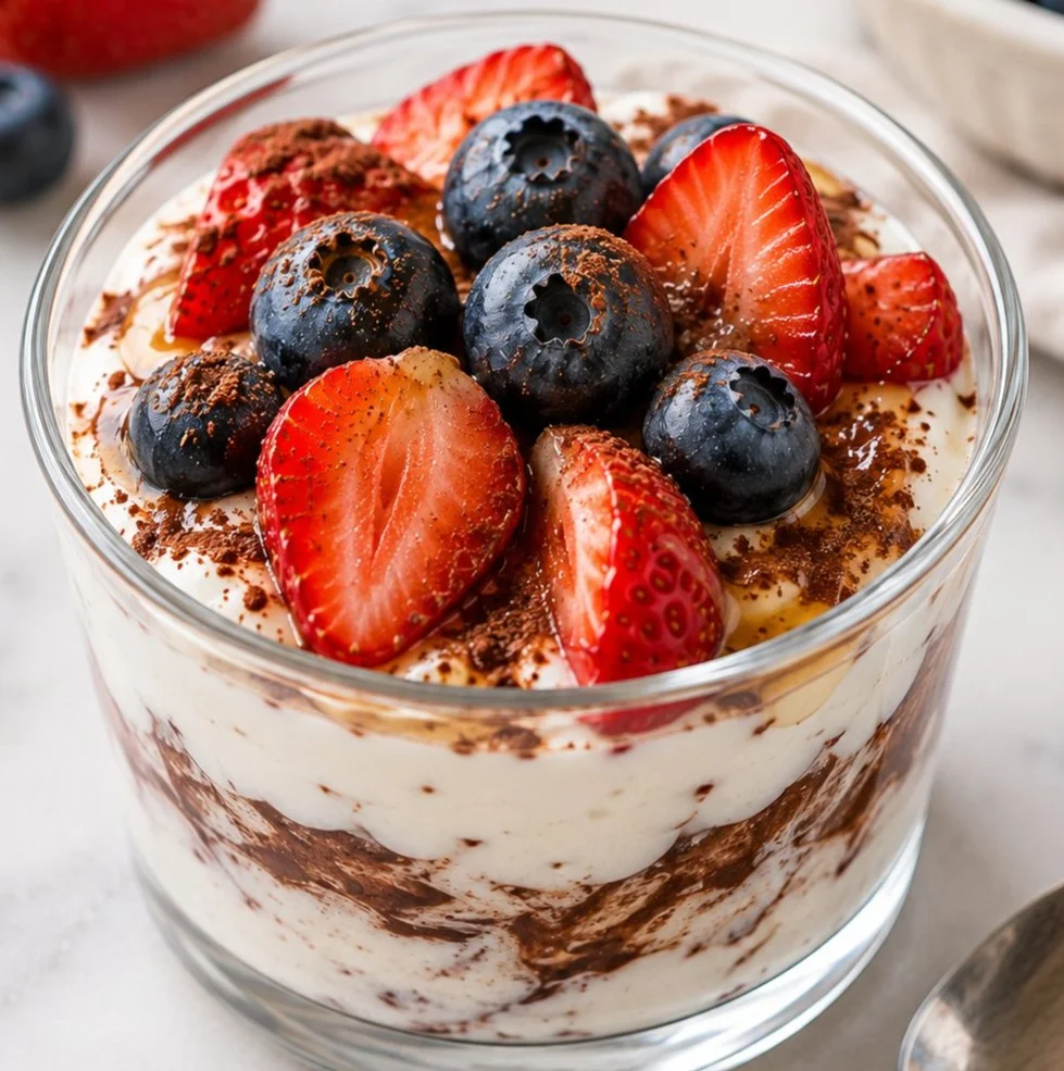 Single serve low calorie dessert recipe with fresh ingredients and low sugar